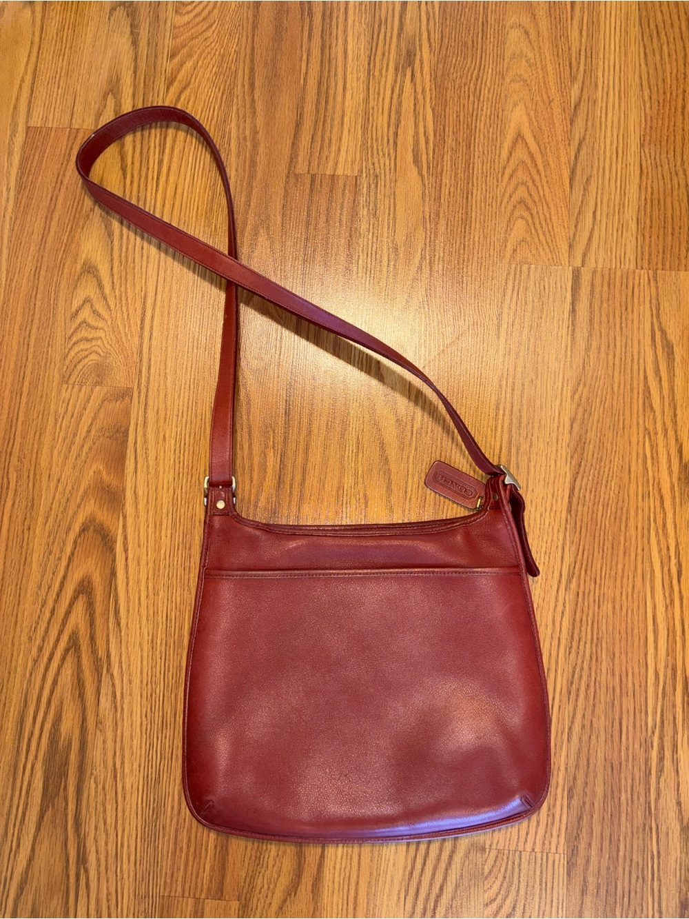 Vintage Coach Leather Hippie Slim Crossbody Bag 9146 - Rare Cranberry Red Color